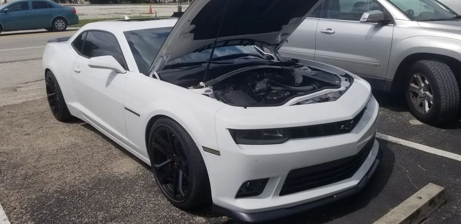 Modified white Chevrolet Camaro